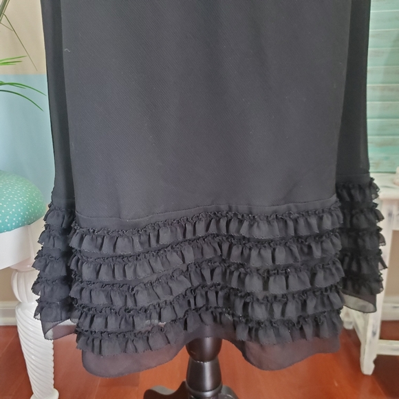 NWT LOFT Black Ruffle Cocktail Dress - Picture 5 of 8